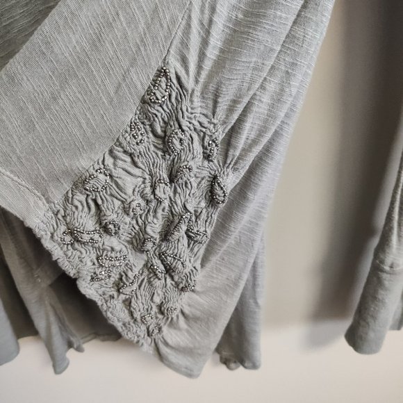 Anthropologie Ric Rac Green Long Sleeve Faux Wrap Top Size Medium - Picture 7 of 11